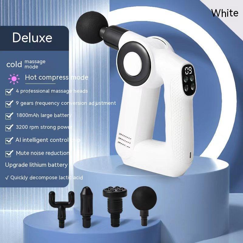 Stylish Massage Gun Muscle Relief Hot Compress LED Screen Adjustable Gears Smart Power Low-Noise Multi-Frequency Fitness Revolution