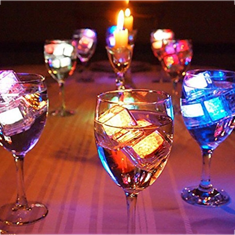 Colorful LED light illuminates ice made of food-grade materials for high-quality drinks