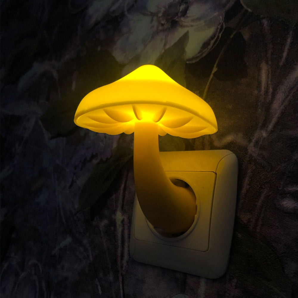 LED Night Light Mushroom Wall Lamp with Light Sensor for Home Decoration