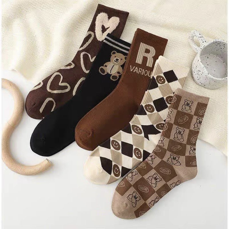 Feather Yarn Plush Bear Socks For Women