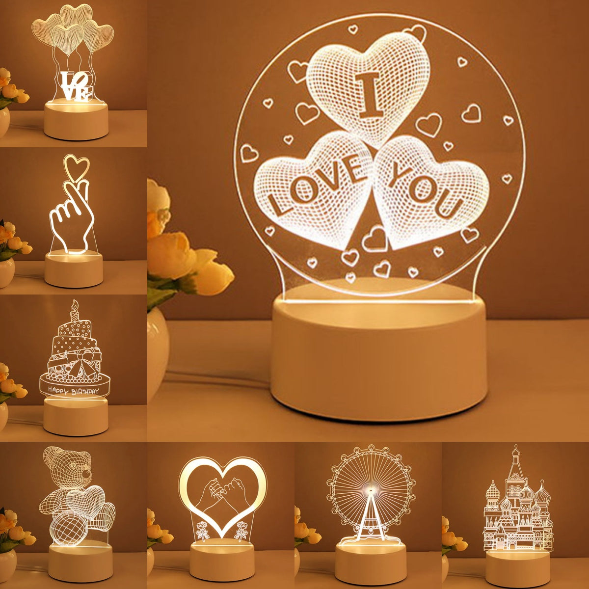 Acrylic 3D LED Neon Sign Lamp for Room Decoration and Valentine's Day Gift