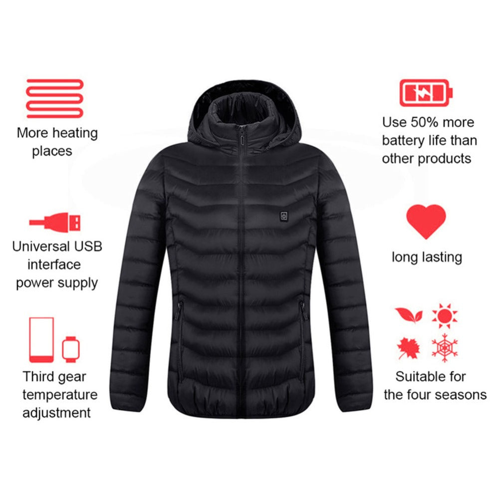 Heated USB Electric Jacket - Heating Vest for Men Cotton Thermal Clothing