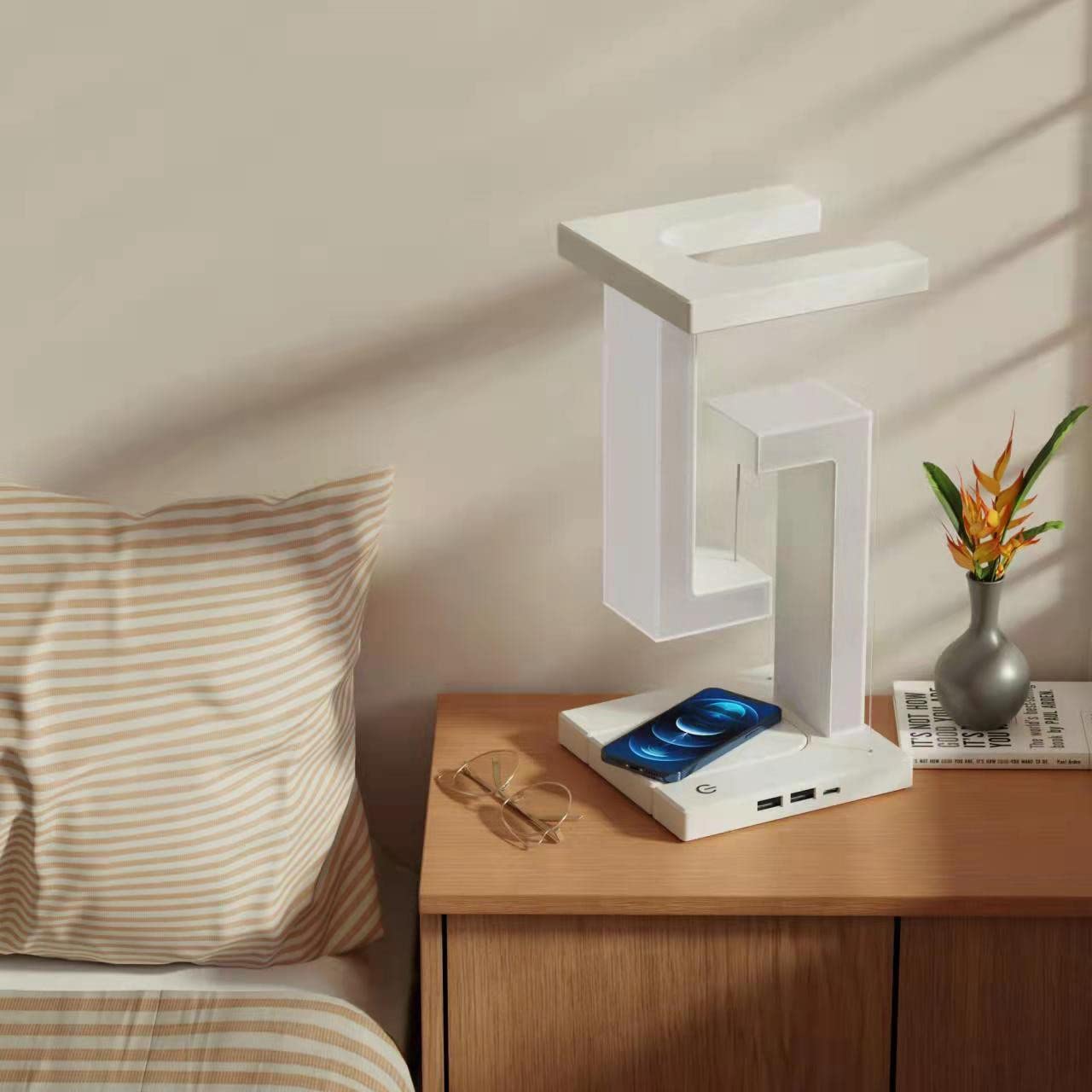 Smartphone Wireless Charging Suspension Table Lamp Balance Lamp Perfect for Home Bedroom Decor