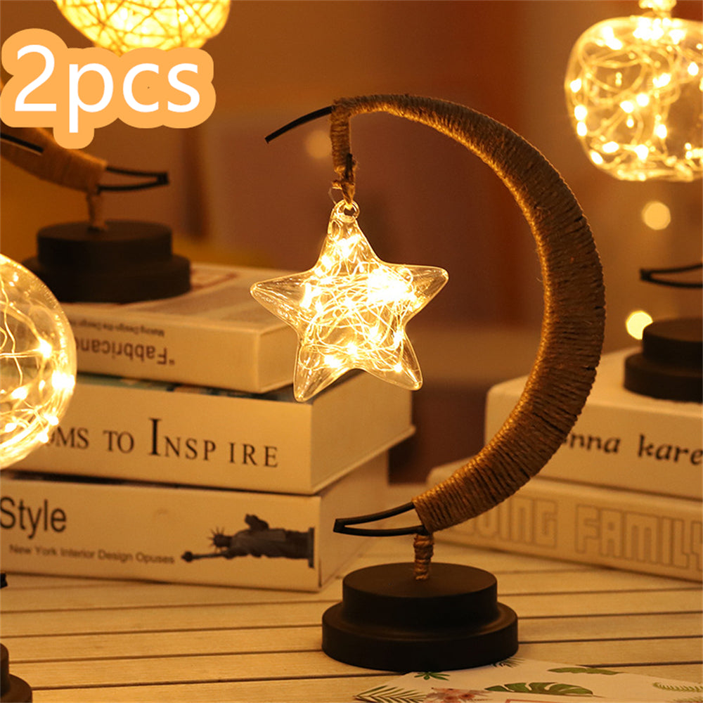 Enchanted Lunar Lamp Decorative Star Shape Light Moon Night Light Galaxy Lamp Hanging Moon USB Battery