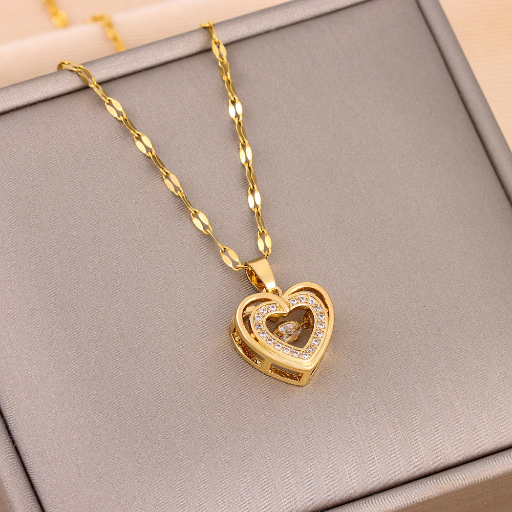 Smart Love Pendant Double-layer Titanium Steel Necklace - Perfect Valentine's Day Gift for Her