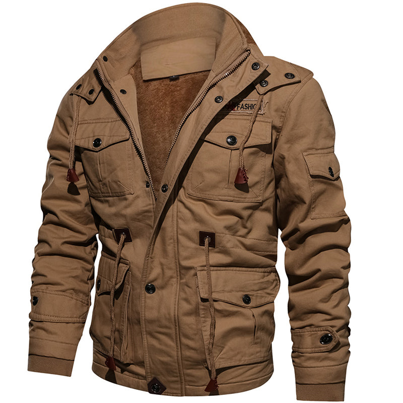 Chaqueta de lana de invierno para hombre, abrigo cálido con capucha, ropa de abrigo gruesa térmica, chaqueta militar masculina