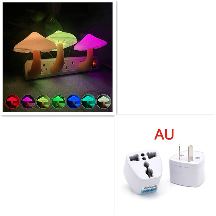 LED Night Light Mushroom Wall Lamp with Light Sensor for Home Decoration