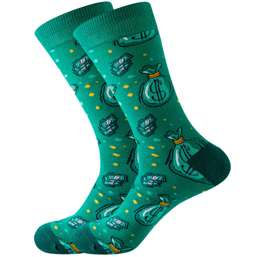 Geometric Pattern Men's Mid-Calf Length Animal Socks, Fashionable Tide