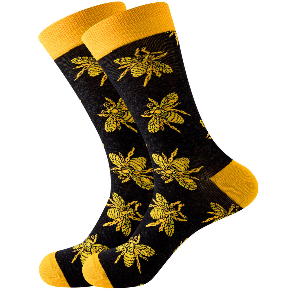 Geometric Pattern Men's Mid-Calf Length Animal Socks, Fashionable Tide