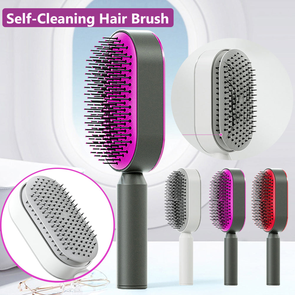 Women's Self-Cleaning Hair Brush for Hair Loss Prevention with Scalp Massage and Anti-Static Bristles