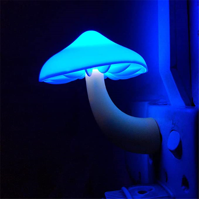 LED Night Light Mushroom Wall Lamp with Light Sensor for Home Decoration