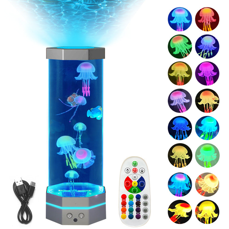 Jellyfish Lava Lamp - 15 inches 17 Colors Remote Control USB Plug-in Kids Night Light Home Decor