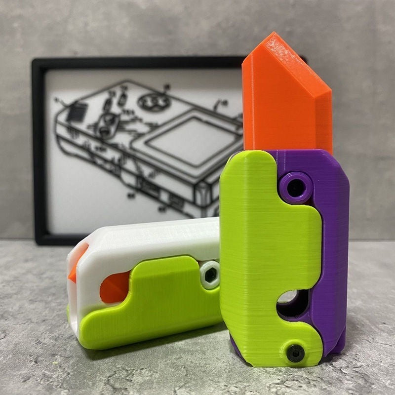 3D Printed Gravity Cube Jumping Radish Knife Model Toy for Children