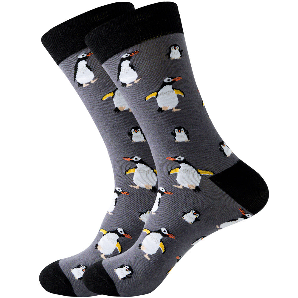 Geometric Pattern Men's Mid-Calf Length Animal Socks, Fashionable Tide