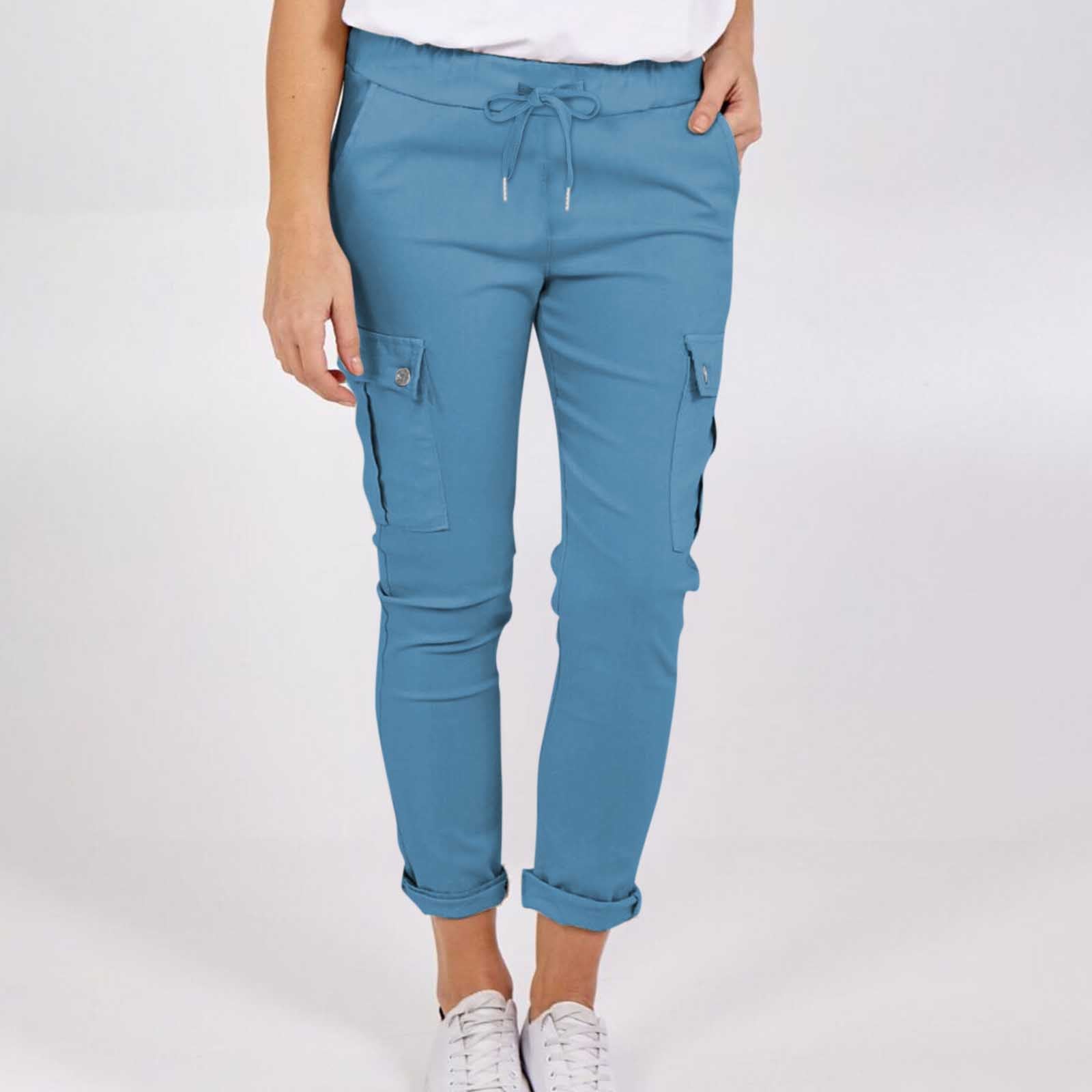 Casual cargo pants for women with drawstring waist and pockets