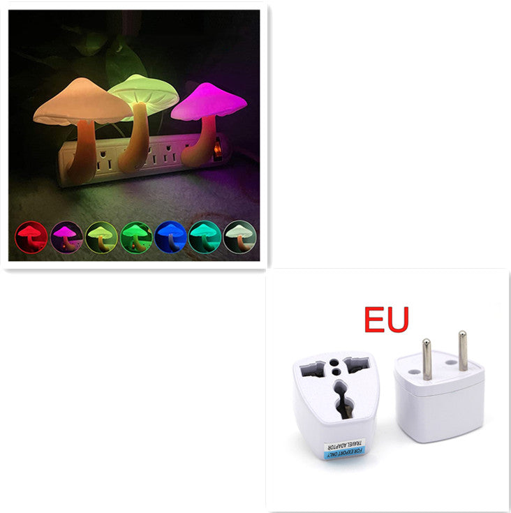 LED Night Light Mushroom Wall Lamp with Light Sensor for Home Decoration