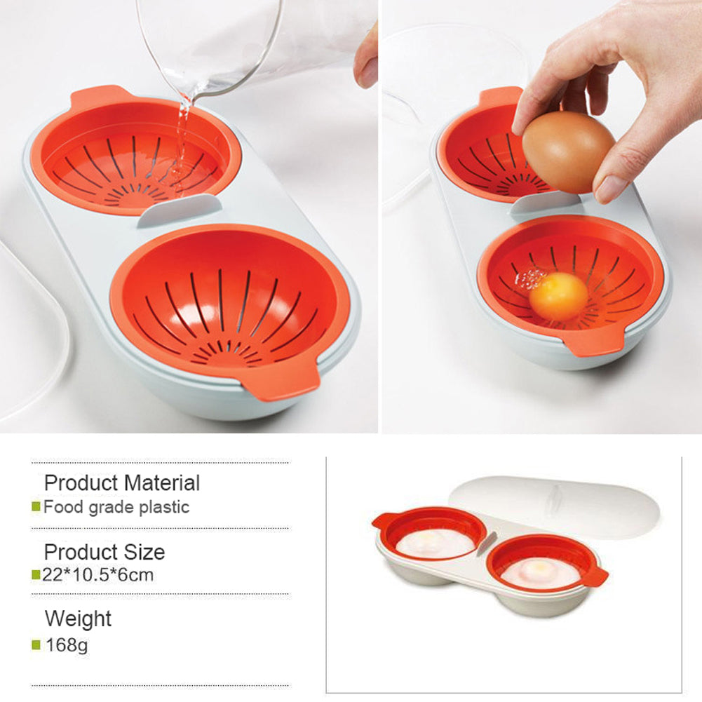 Microwave Egg Poacher Set: Double Cup Boiler for Steamed Eggs