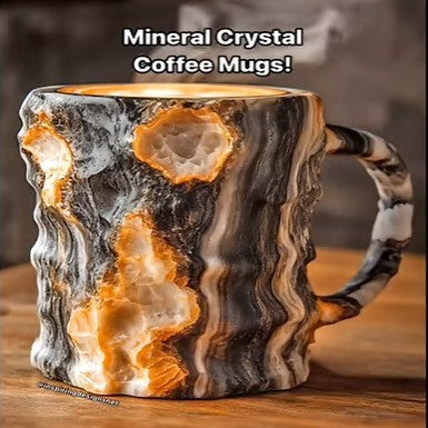 Resin Mineral Crystal Coffee Mugs With Handles Elegant Fake Mineral Crystal Cup For Workplace Home Decor Christmas Gift Kitchen Gadgets