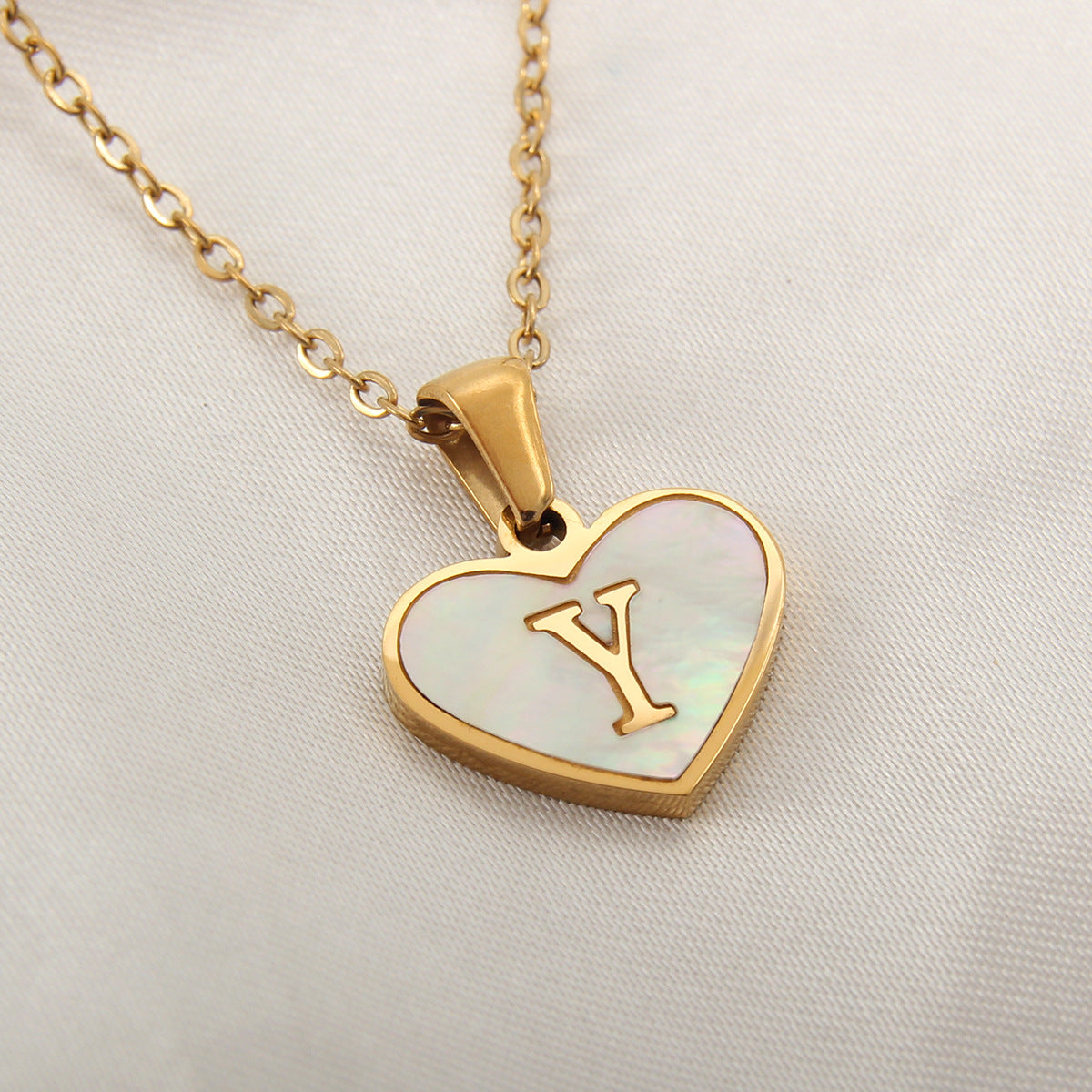 Heart-shaped Necklace with 26 Letters - White Shell Love Clavicle Chain - Perfect for Valentine's Day