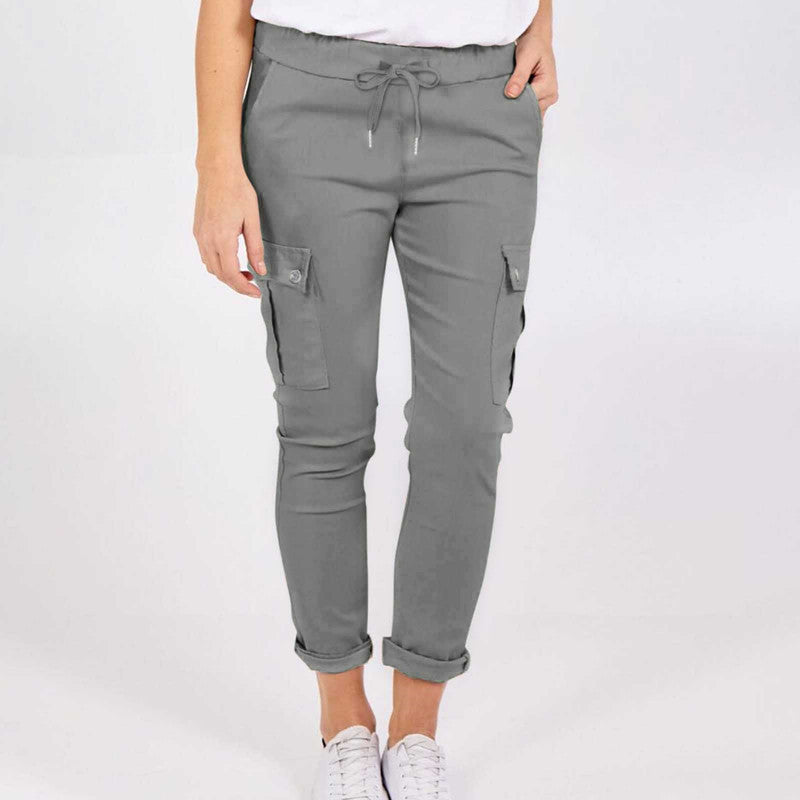 Casual cargo pants for women with drawstring waist and pockets