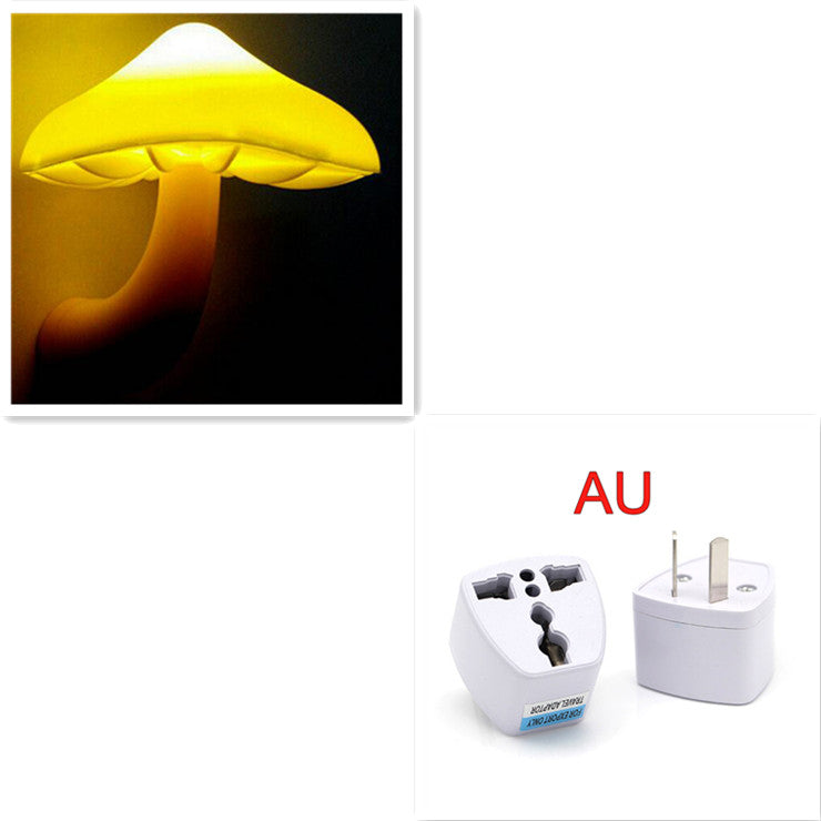 LED Night Light Mushroom Wall Lamp with Light Sensor for Home Decoration