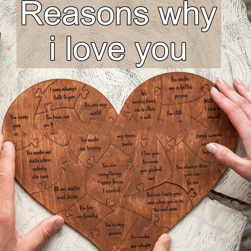 New Valentine's Day Wooden Love Puzzle "Reasons Why I Love You"