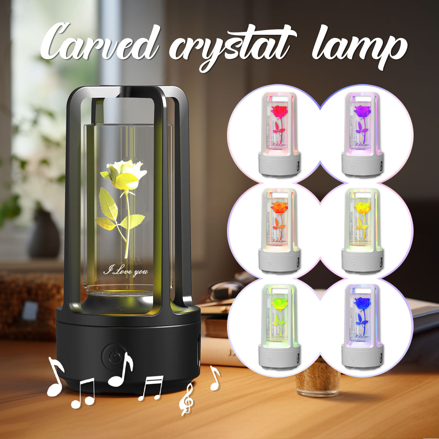 Creative 2 In 1 Audio Acrylic Crystal Lamp And Bluetooth Speaker Gift Touch Night Lamp